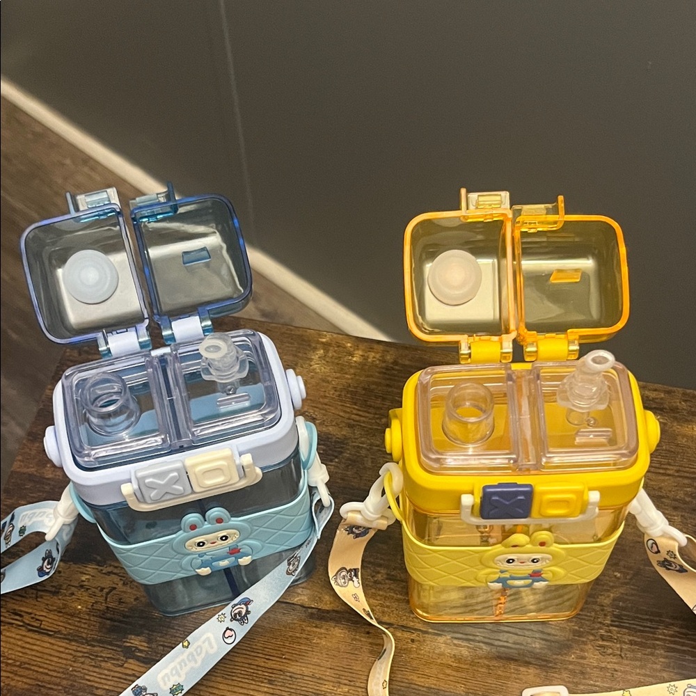 Cute Character Water Bottle Duo - Blue & Yellow - Picture 2 of 2